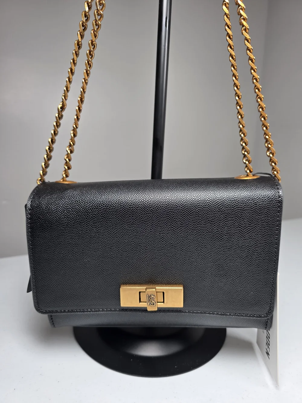 Steve Madden Black Crossbody with Gold Chain & Turn-Lock